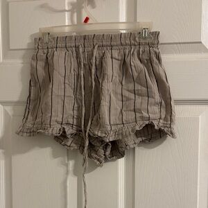 High Waist Striped Gray Women's Shorts